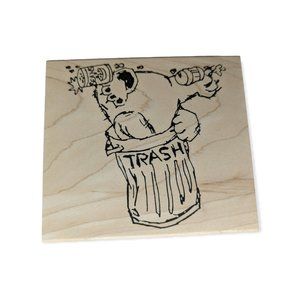 Stamps by Judith & Heather Large Trash Can Bear Stamp
